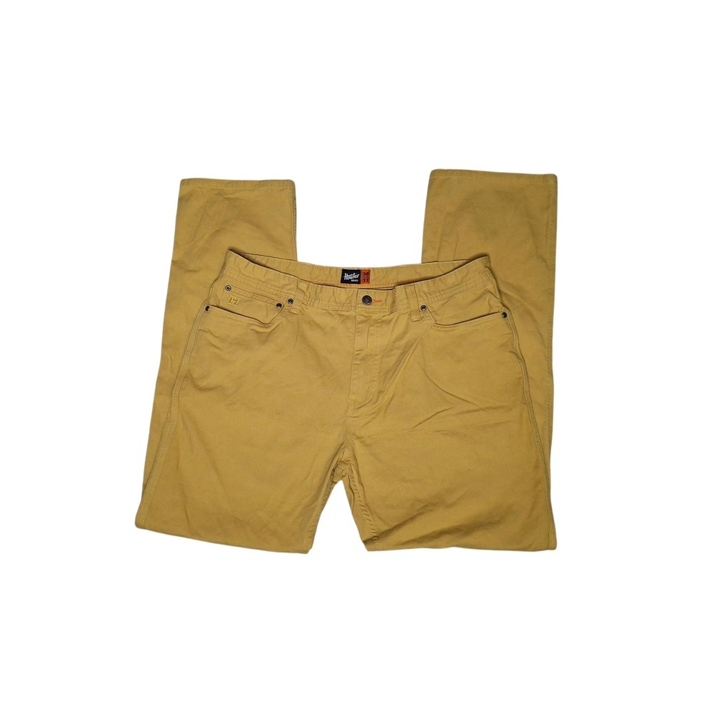 Howler Brothers Mens Canvas Work Pants Mustard Yellow 38x33 Straight Leg Stretch